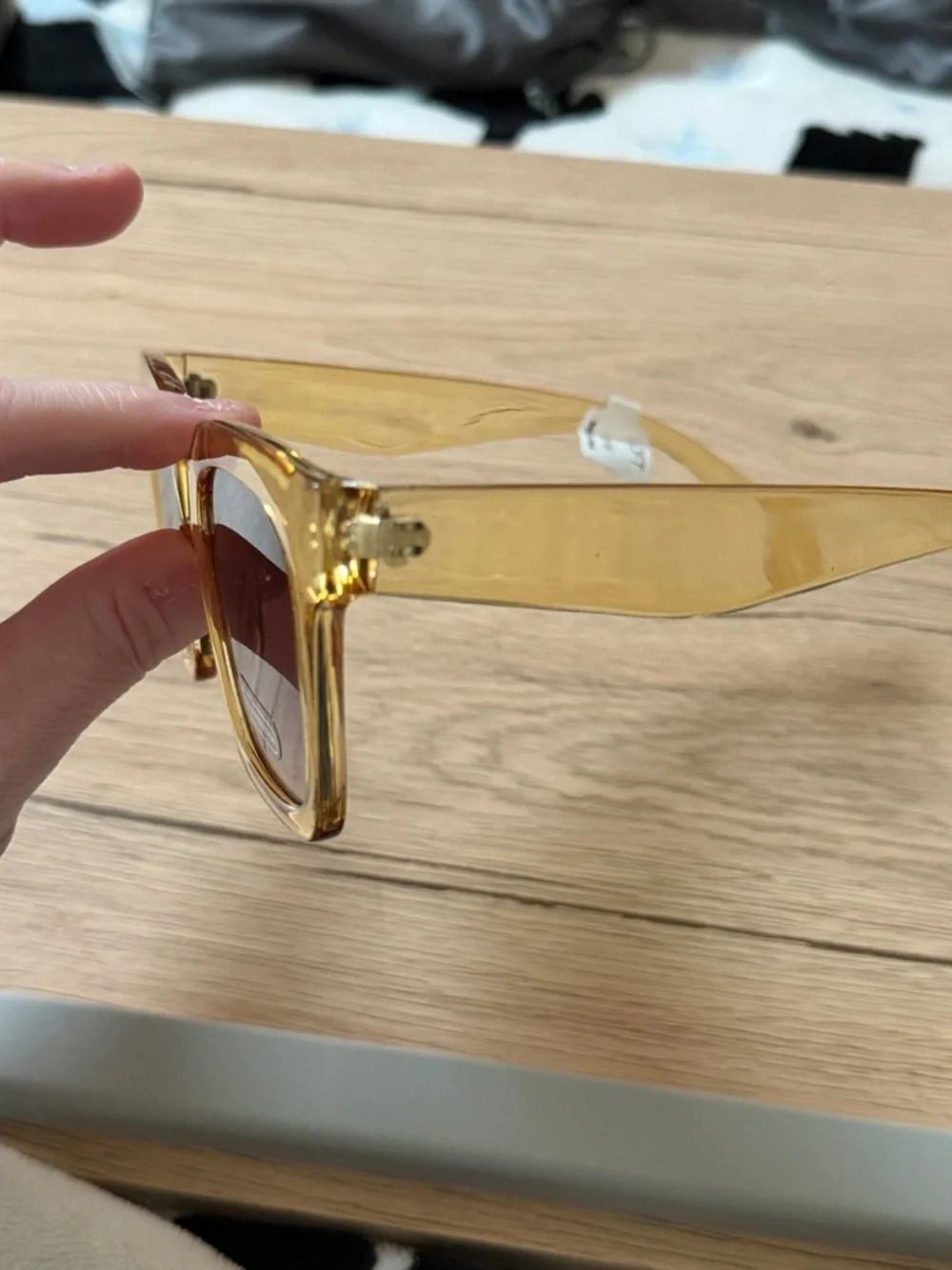 NWT LOFT Crystal Finish Square Sunglasses Yellow OS